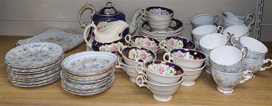 A Tuscan China Plant pattern tea service (28 pieces) and a 19th century tea service painted with flowers